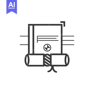 Aset desain premium: Black and white line art icon of a diploma