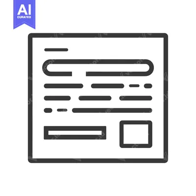 Aset desain premium: Black and White Line Art Icon of a Document or Form with Fields