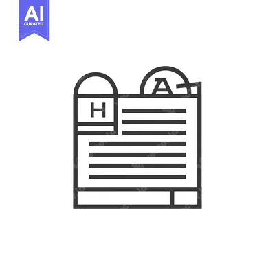 Aset desain premium: Black and White Line Art Icon of a Graded Homework Assignment