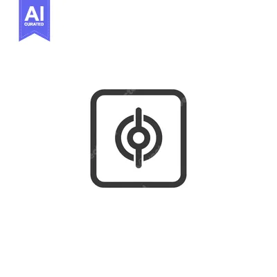 Aset desain premium: Black and White Line Art Icon of a Square with a Circle and Line Insid