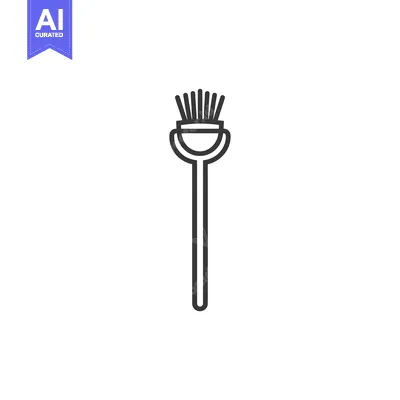 Premium design asset: Black and white line art illustration of a broom