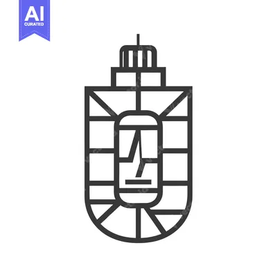 Aset premium populer: Black and white line art illustration of a building