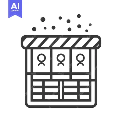 Aset premium populer: Black and White Line Art Illustration of a Building with Three Windows