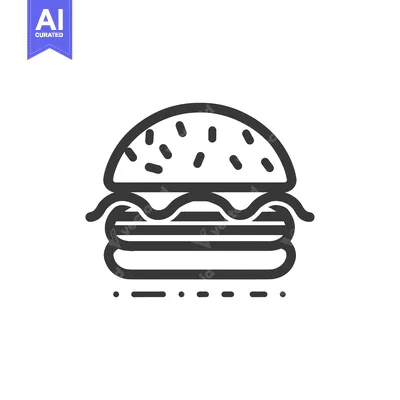 Aset desain premium: Black and white line art illustration of a burger