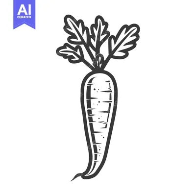 Premium design asset: Black and White Line Art Illustration of a Carrot