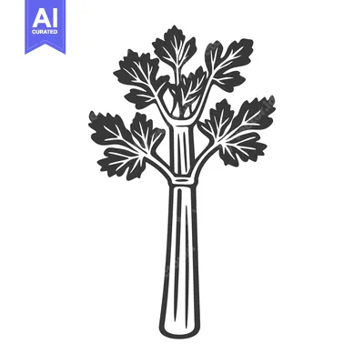 Aset desain premium: Black and White Line Art Illustration of a Celery Stalk