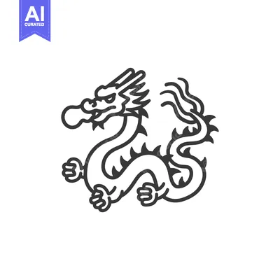 Aset premium populer: Black and White Line Art Illustration of a Chinese Dragon
