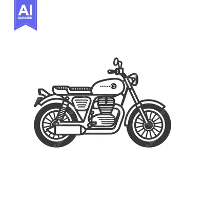 Popular premium asset: Black and White Line Art Illustration of a Classic Motorcycle