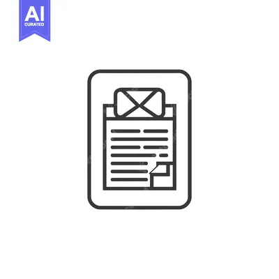 Aset desain premium: Black and White Line Art Illustration of a Clipboard with a Document a