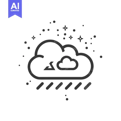 Aset premium populer: Black and White Line Art Illustration of a Cloud with a Lightning Bolt