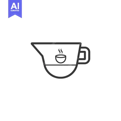 Premium design asset: Black and White Line Art Illustration of a Coffee Pot