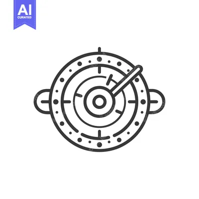 Aset premium populer: Black and White Line Art Illustration of a Compass
