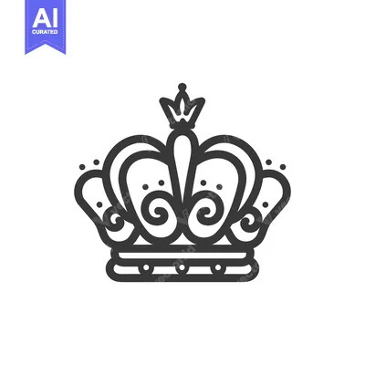 Popular premium asset: Black and White Line Art Illustration of a Crown with Ornamental Detai