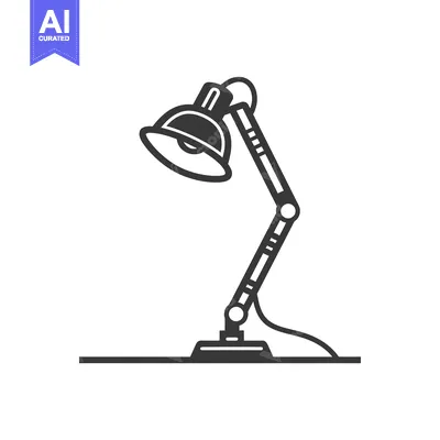 Aset premium populer: Black and White Line Art Illustration of a Desk Lamp