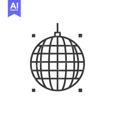 Black and White Line Art Illustration of a Disco Ball