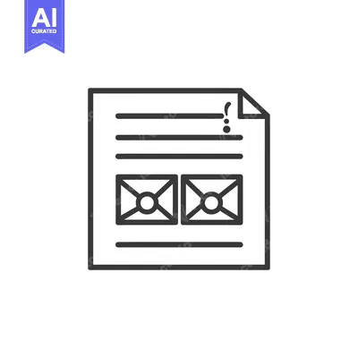 Premium design asset: Black and white line art illustration of a document with two mail icon