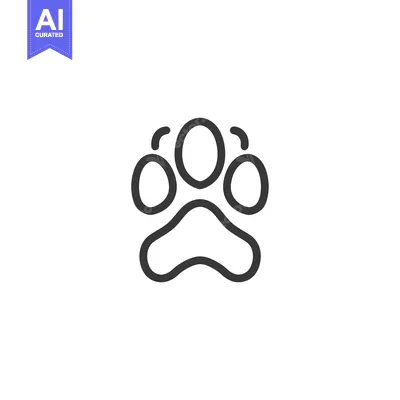 Aset premium populer: Black and White Line Art Illustration of a Dog Paw Print