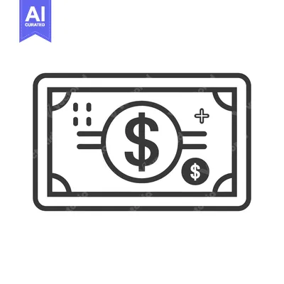 Aset premium populer: Black and White Line Art Illustration of a Dollar Bill