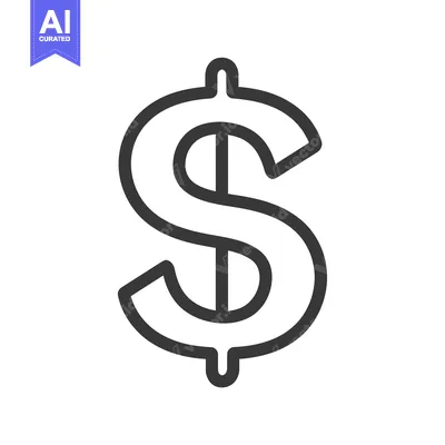 Premium design asset: Black and White Line Art Illustration of a Dollar Sign
