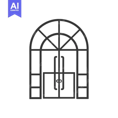 Popular premium asset: Black and White Line Art Illustration of a Doorway with Double Doors a
