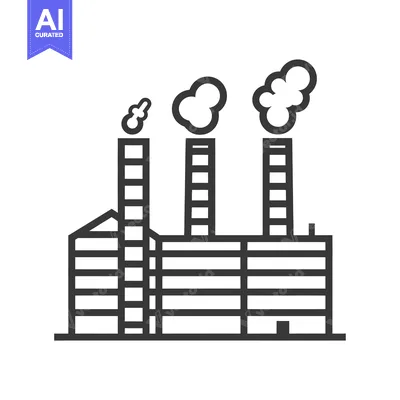 Popular premium asset: Black and White Line Art Illustration of a Factory with Three Smokesta