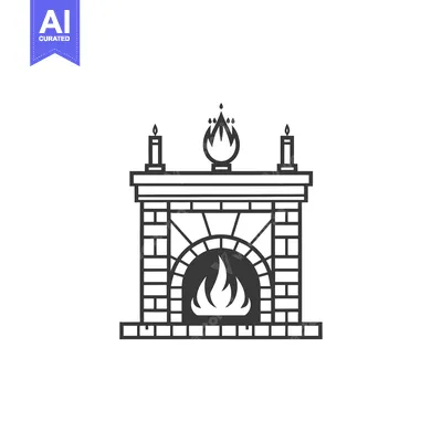 Popular premium asset: Black and White Line Art Illustration of a Fireplace