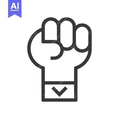 Premium design asset: Black and White Line Art Illustration of a Fist with an Arrow Pointing