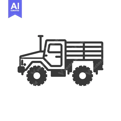 Aset premium populer: Black and White Line Art Illustration of a Flatbed Truck