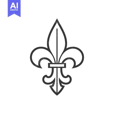 Aset desain premium: Black and White Line Art Illustration of a Fleur-de-lis