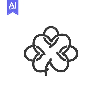 Aset premium populer: Black and white line art illustration of a four-leaf clover