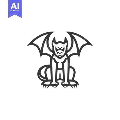 Aset premium populer: Black and White Line Art Illustration of a Gargoyle