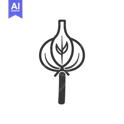 Aset desain premium: Black and White Line Art Illustration of a Garlic Bulb