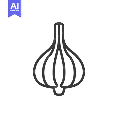 Aset desain premium: Black and White Line Art Illustration of a Garlic Bulb