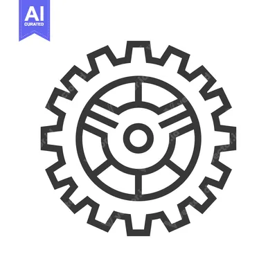 Aset premium populer: Black and White Line Art Illustration of a Gear