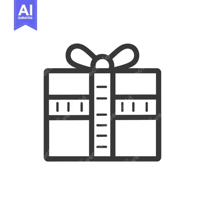Aset premium populer: Black and White Line Art Illustration of a Gift Box with a Bow
