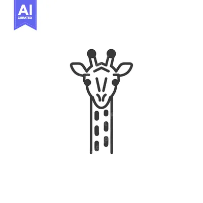 Popular premium asset: Black and White Line Art Illustration of a Giraffe Head and Neck