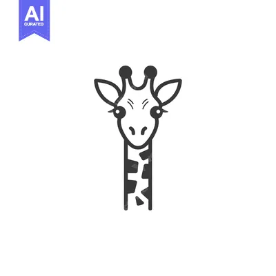 Popular premium asset: Black and White Line Art Illustration of a Giraffe's Head