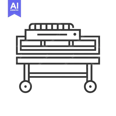 Aset premium populer: Black and white line art illustration of a grill on wheels