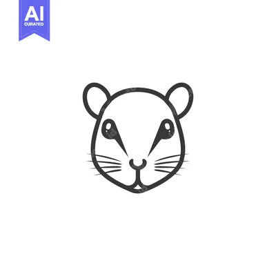 Aset desain premium: Black and White Line Art Illustration of a Hamster Face