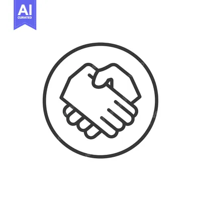 Premium design asset: Black and White Line Art Illustration of a Handshake Inside a Circle