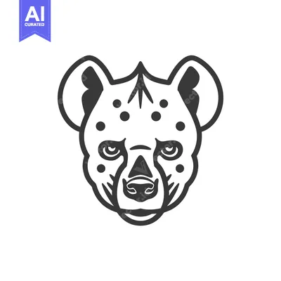 Aset desain premium: Black and White Line Art Illustration of a Hyena Head