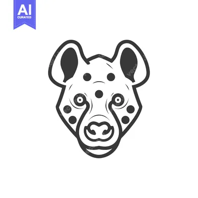 Aset desain premium: Black and White Line Art Illustration of a Hyena's Face