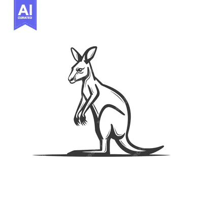 Popular premium asset: Black and White Line Art Illustration of a Kangaroo