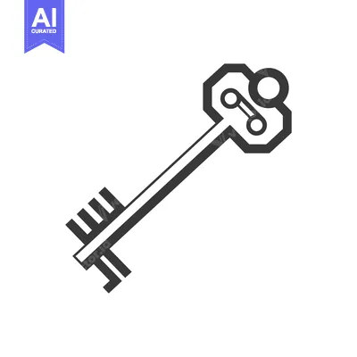 Aset desain premium: Black and White Line Art Illustration of a Key