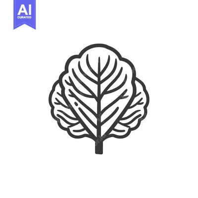 Aset desain premium: Black and white line art illustration of a leafy vegetable