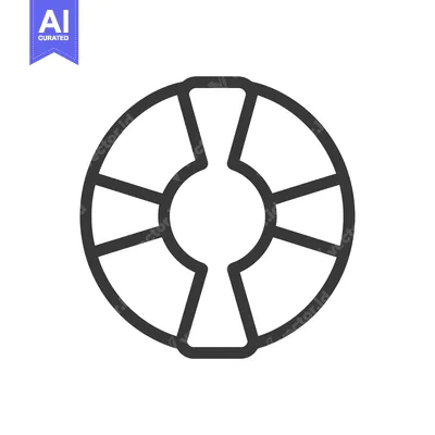 Aset desain premium: Black and white line art illustration of a life preserver