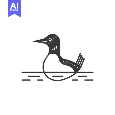 Aset premium populer: Black and White Line Art Illustration of a Loon Swimming in Water