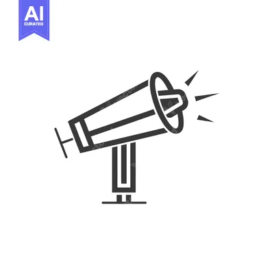 Black and White Line Art Illustration of a Loudspeaker with Light Rays