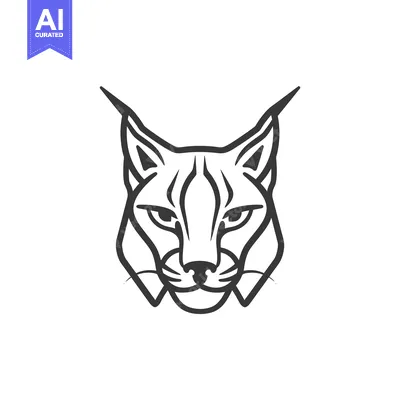 Aset premium populer: Black and White Line Art Illustration of a Lynx's Face
