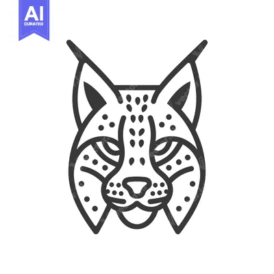 Aset premium populer: Black and White Line Art Illustration of a Lynx's Face